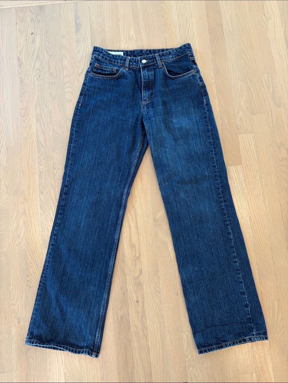 Zara mid rise slim wide leg jeans